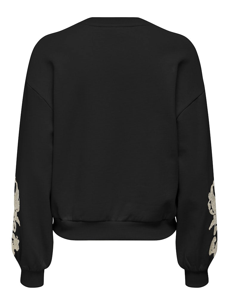 Onlbrooklyn L/s Embroidery Box Swt - Zwart