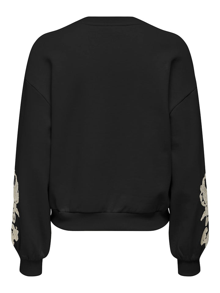 Onlbrooklyn L/s Embroidery Box Swt - Zwart