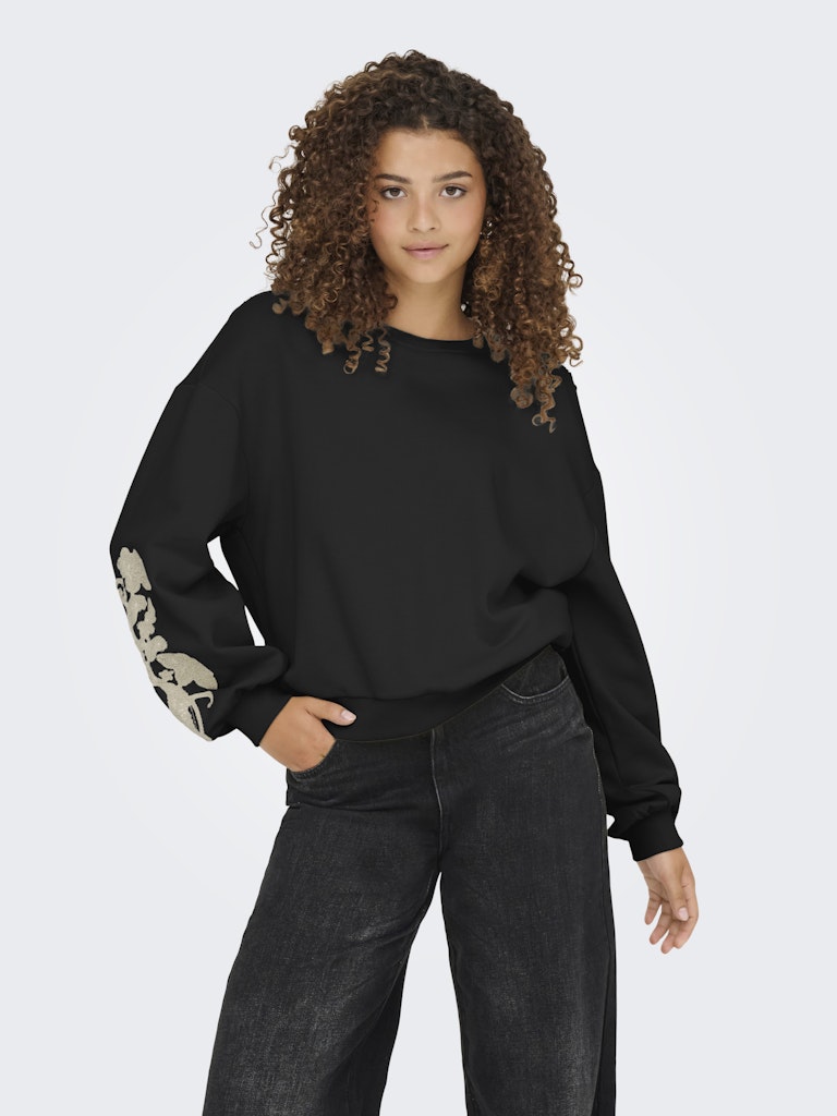 Onlbrooklyn L/s Embroidery Box Swt - Zwart