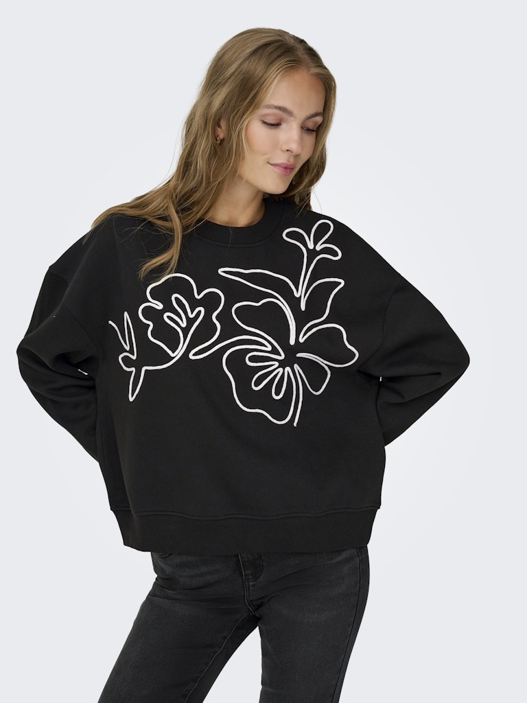 Jdycanoa L/s Emb Sweat Jrs Noos - Zwart Dessin