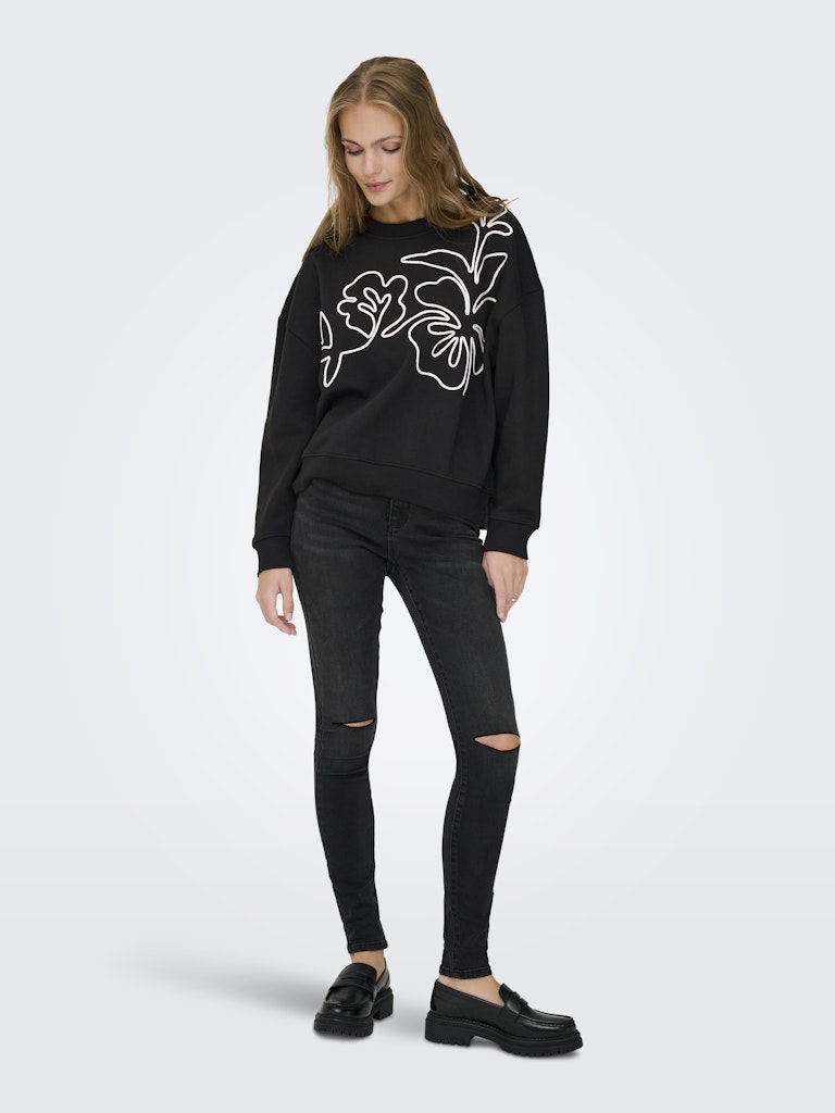 Jdycanoa L/s Emb Sweat Jrs Noos - Zwart Dessin