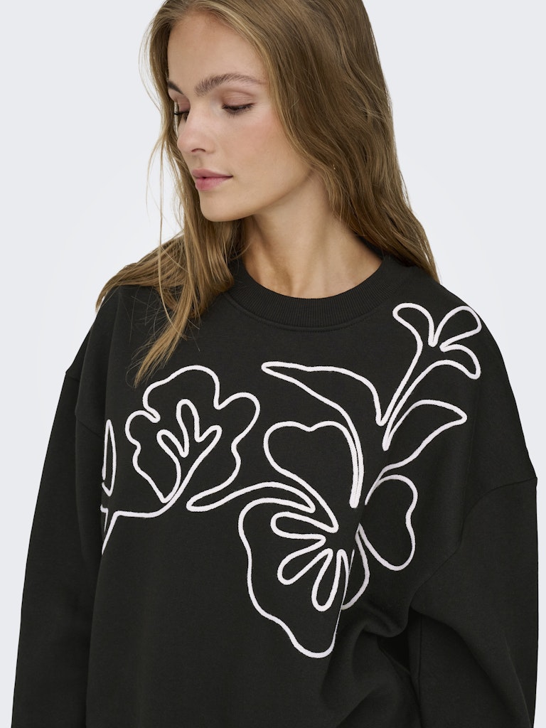 Jdycanoa L/s Emb Sweat Jrs Noos - Zwart Dessin