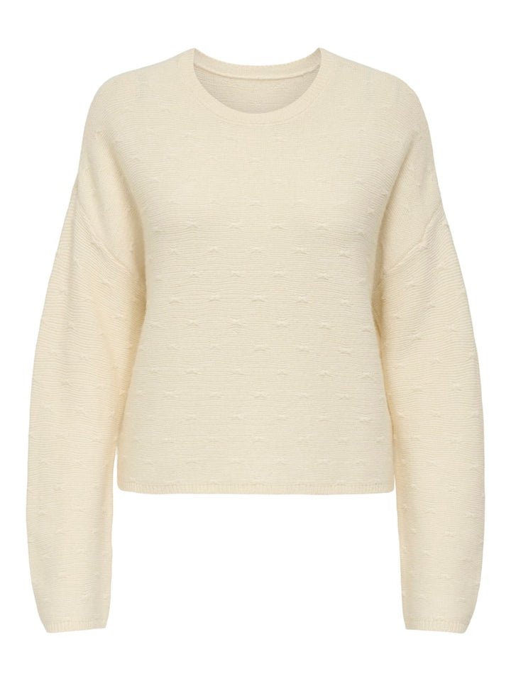 Onlkatia Ls Structure O-neck Cc Knt - Off-white