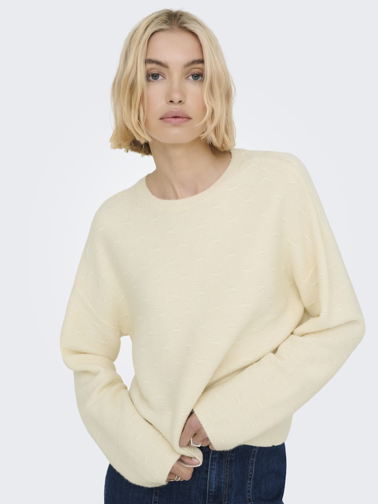 Onlkatia Ls Structure O-neck Cc Knt - Off-white