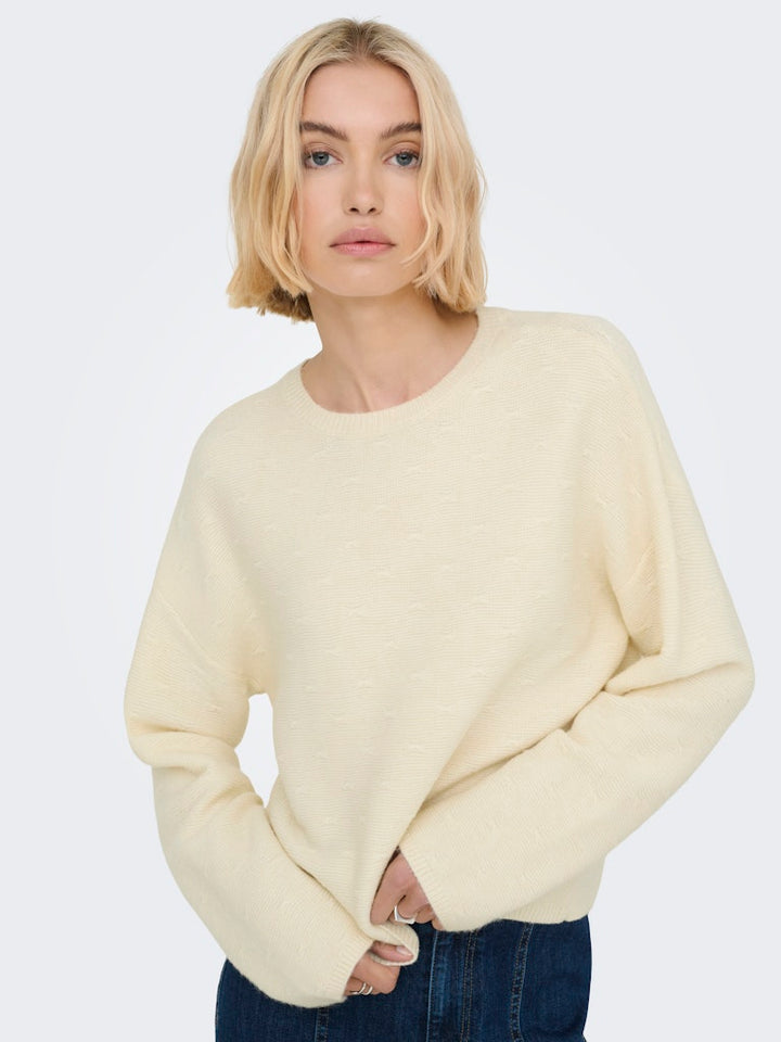 Onlkatia Ls Structure O-neck Cc Knt - Off-white