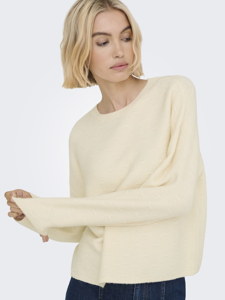 Onlkatia Ls Structure O-neck Cc Knt - Off-white