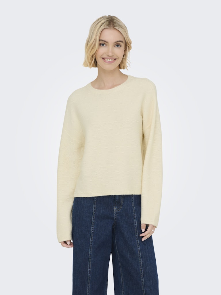 Onlkatia Ls Structure O-neck Cc Knt - Off-white