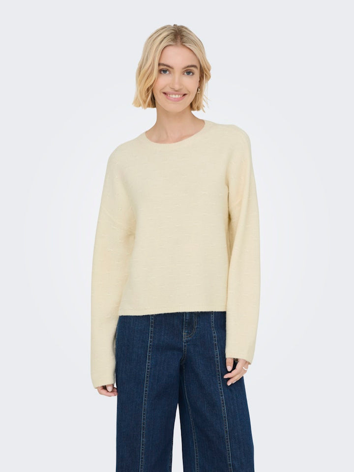 Onlkatia Ls Structure O-neck Cc Knt - Off-white