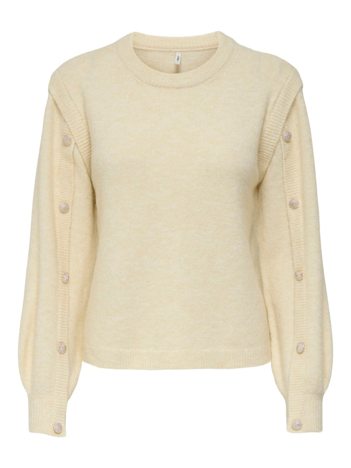 Onlrene Life Ls Button O-neck Cs Knt - Off-white