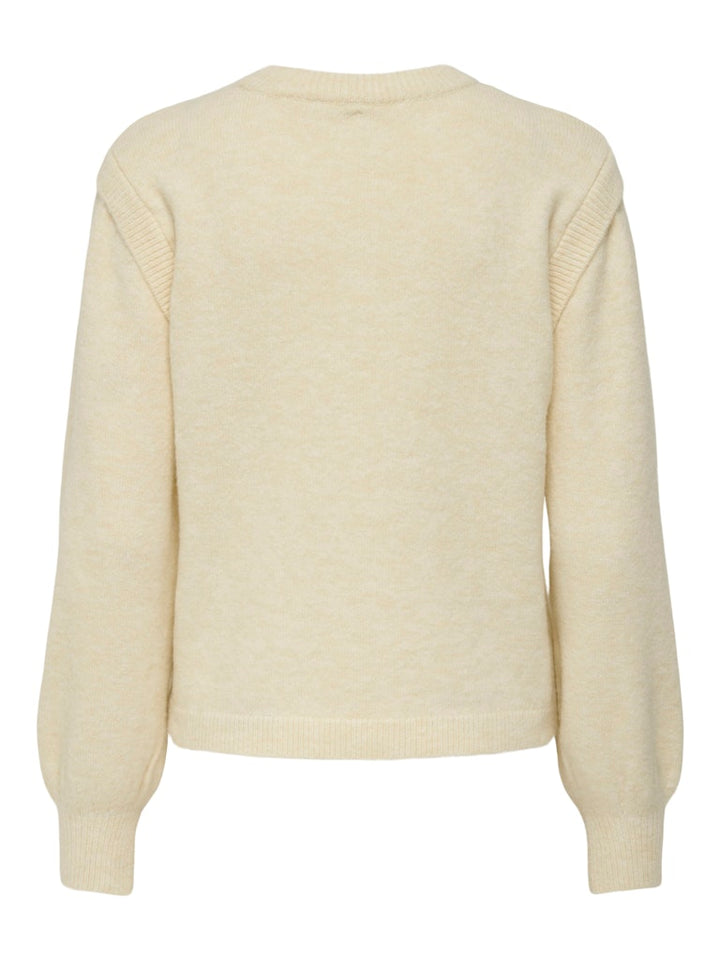 Onlrene Life Ls Button O-neck Cs Knt - Off-white