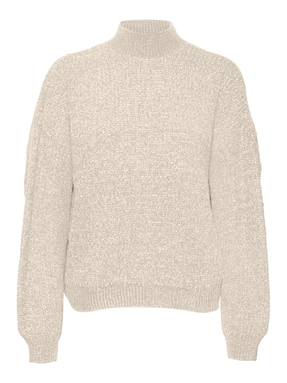 Vmkaia Ls Highneck Pullover Bf - Off-white