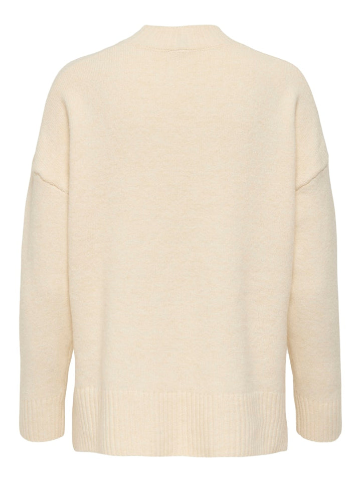 Onlhazel Ls Highneck Overs Pull Knt Noos - Ecru