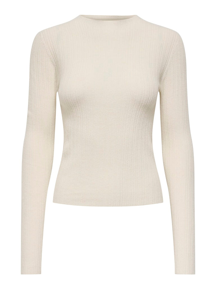 Onlcoco Life Ls Rib Mock Neck Cc Knt - Ecru