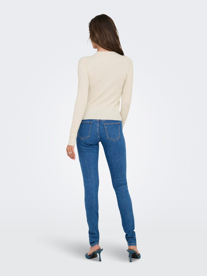 Onlcoco Life Ls Rib Mock Neck Cc Knt - Ecru