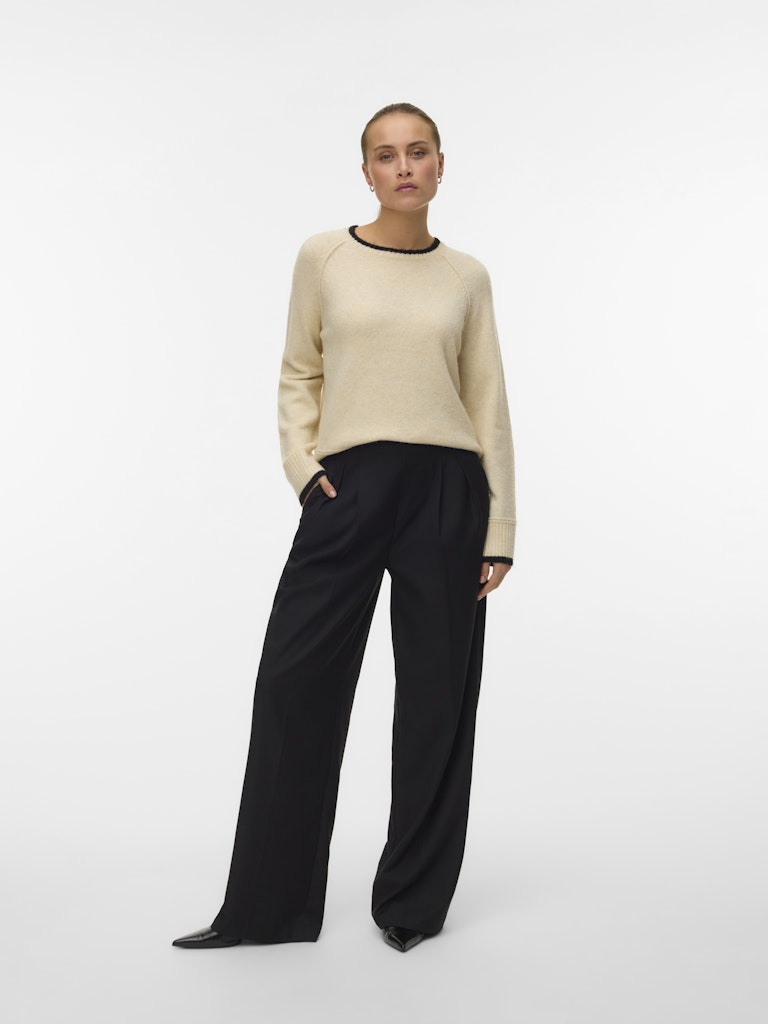 Vmaquarius Ls O-neck Raglan Pullover Bf - Ecru