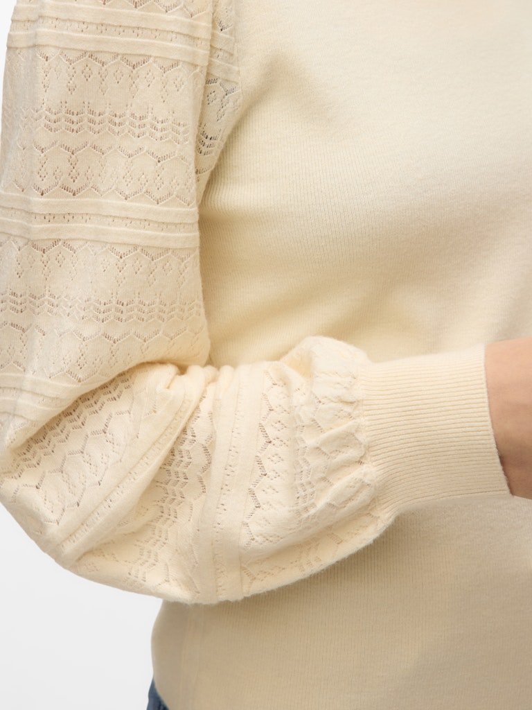 Vmnewlimone Ls Highneck Pullover Boo - Ecru