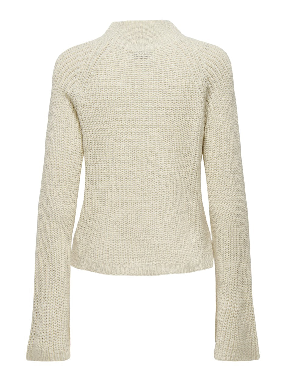 Jdyjusty Tine L/s Hn Slit Pull Knt - Ecru