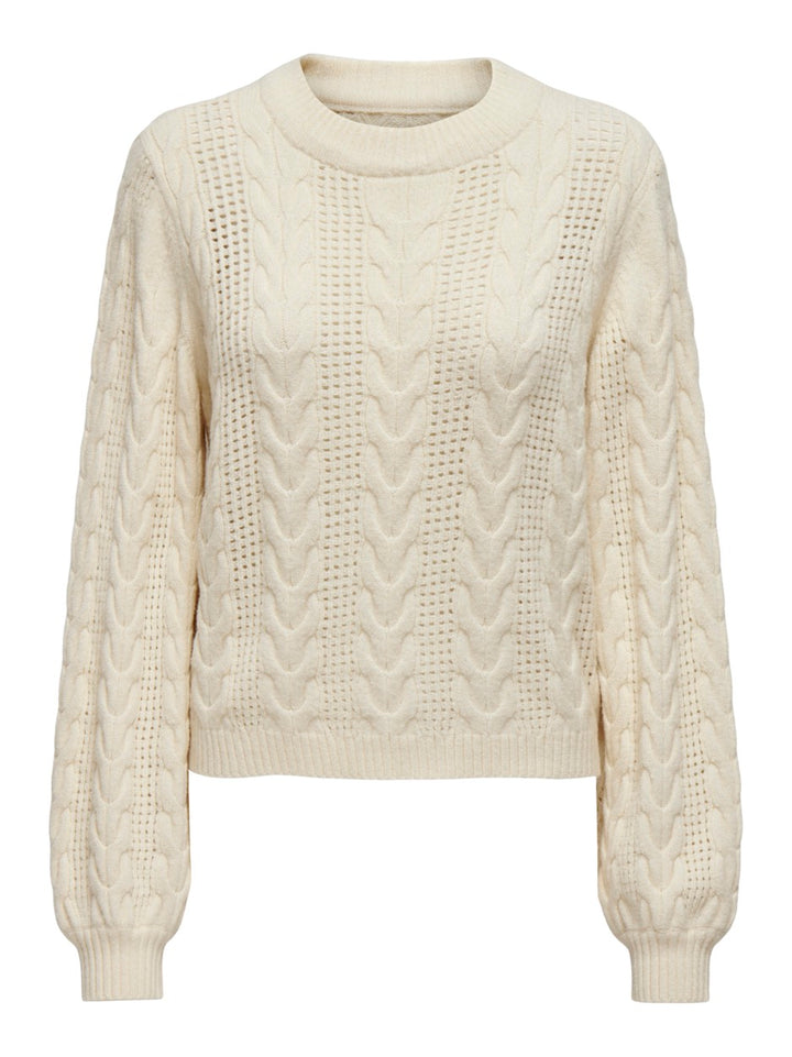 Onlrubina Ls Cable O-neck Knt Noos - Ecru