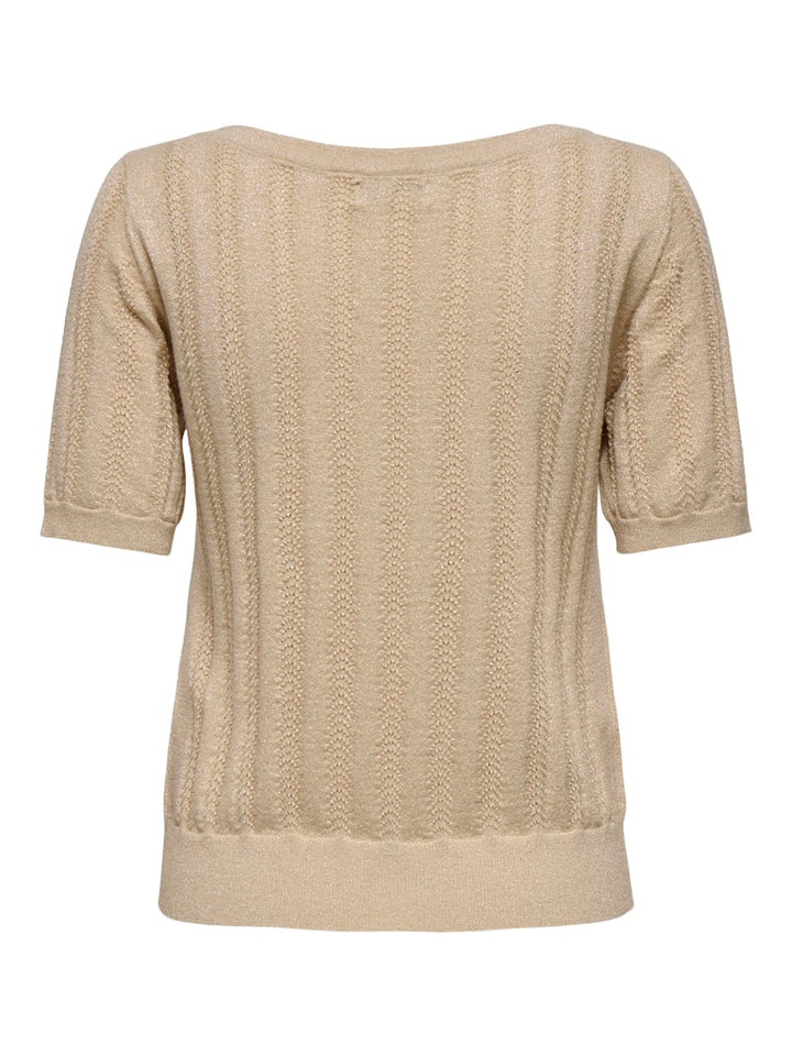 Jdybeauty S/s Boat Neck Glitter Pull Knt - Zand