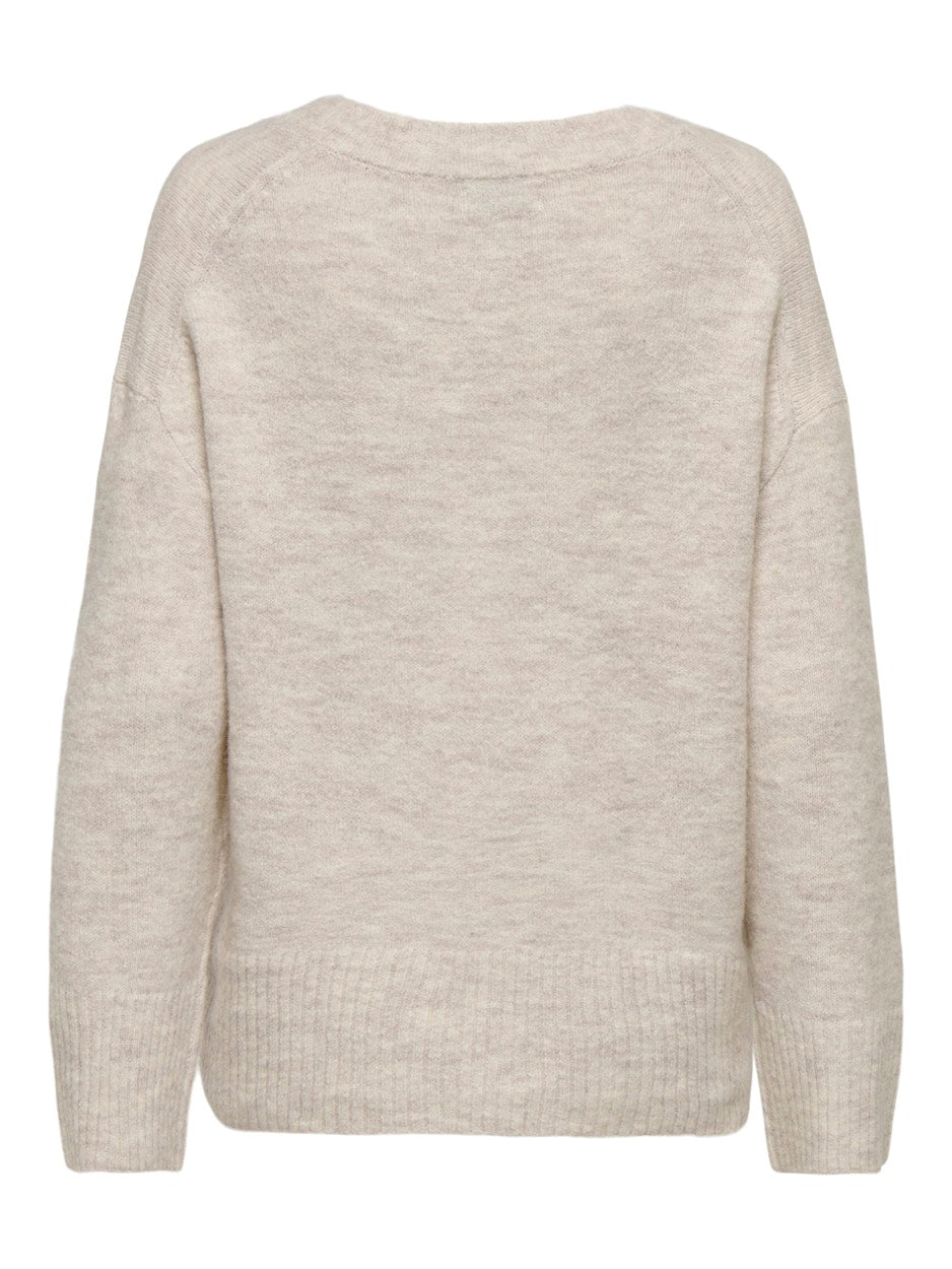 Jdymarina L/s V-neck Pullover Knt - Beige