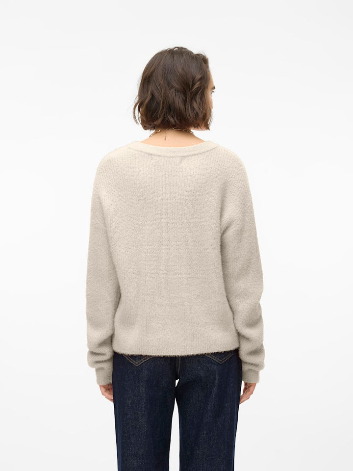 Vmpuff Ls O-neck Pullover Boo - Beige