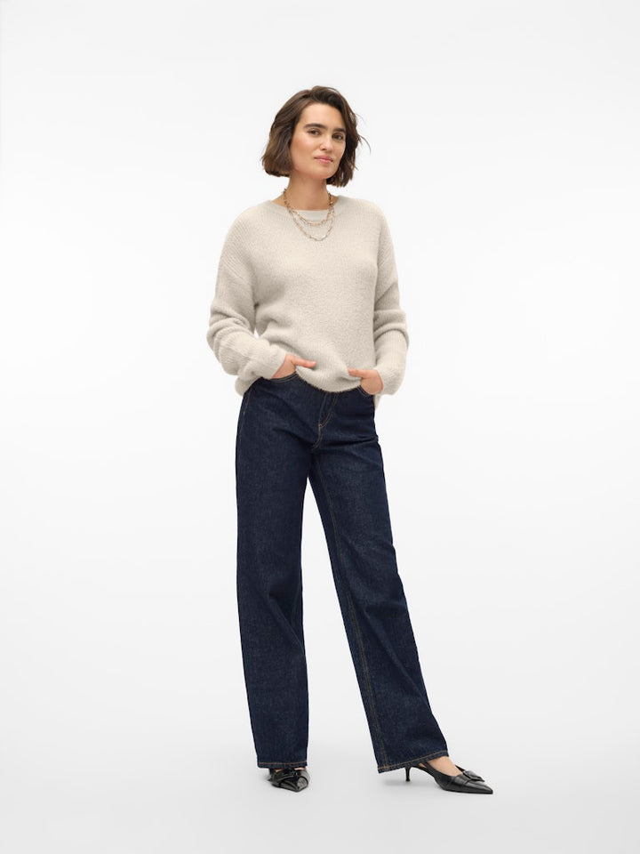 Vmpuff Ls O-neck Pullover Boo - Beige
