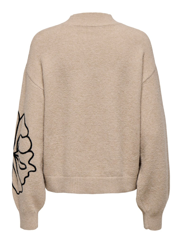 Jdyjella L/s Flower Pullover Knt Noos - Zand Dessin