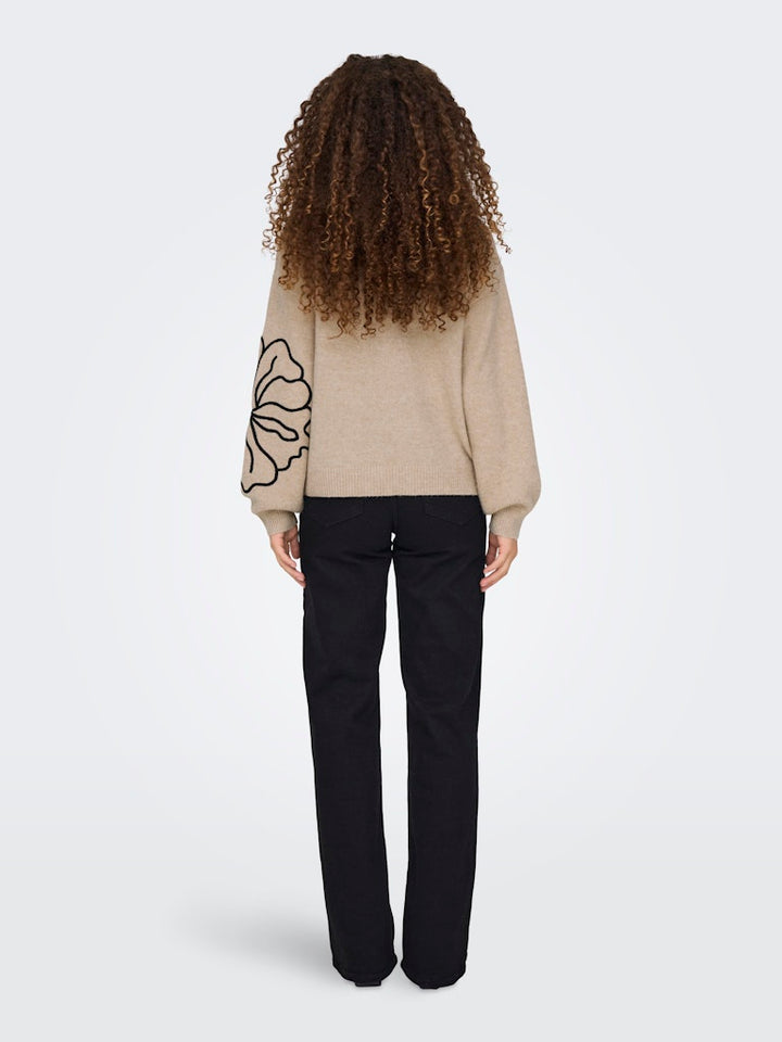 Jdyjella L/s Flower Pullover Knt Noos - Zand Dessin