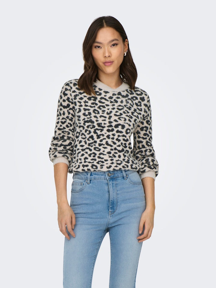 Jdylorraine Animal L/s Pullover Knt Noos - Ecru Dessin