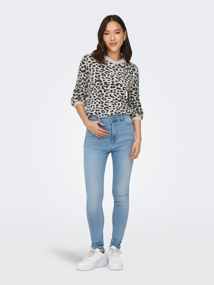 Jdylorraine Animal L/s Pullover Knt Noos - Ecru Dessin