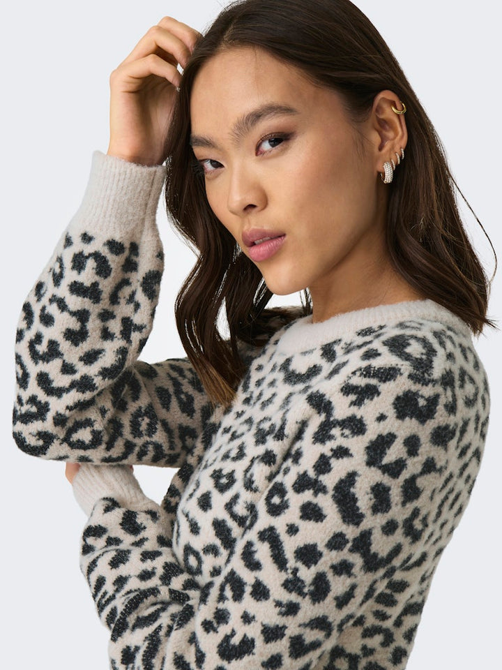 Jdylorraine Animal L/s Pullover Knt Noos - Ecru Dessin