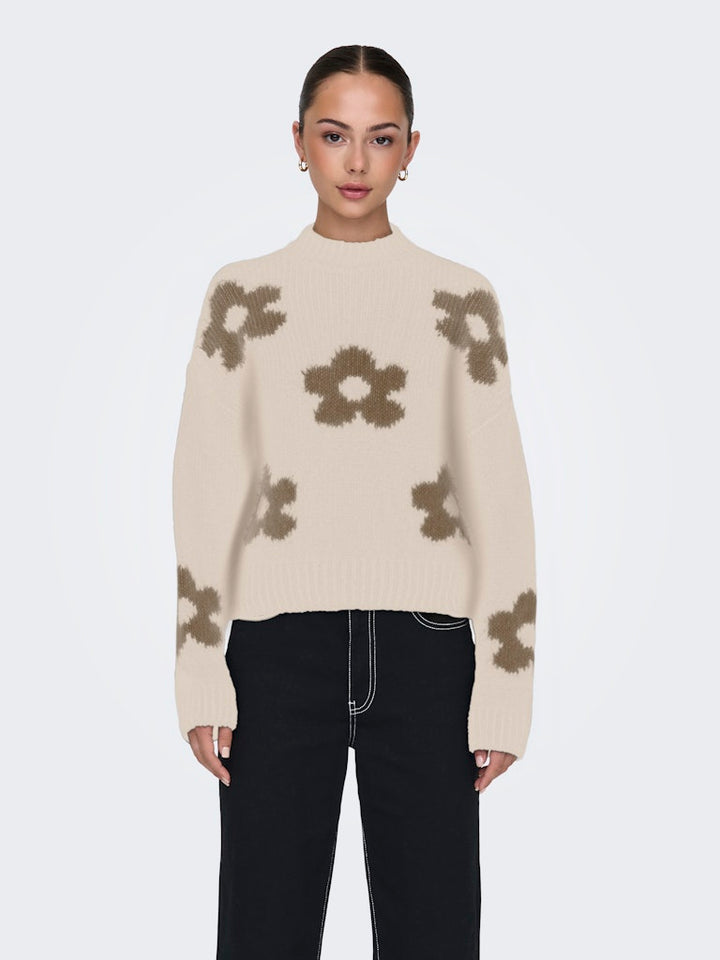 Jdykilian Flower L/s Pullover Knt - Ecru Dessin