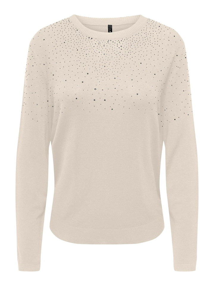 Onlanabella Ls Bling O-neck Knt - Ecru Dessin