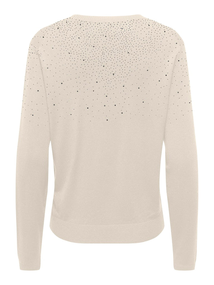 Onlanabella Ls Bling O-neck Knt - Ecru Dessin