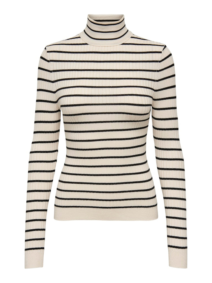 Onlkarol L/s Rollneck Pullover Knt Noos - Ecru Dessin