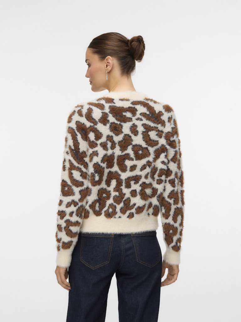 Vmjungle Ls O-neck Pullover Boo - Ecru Dessin