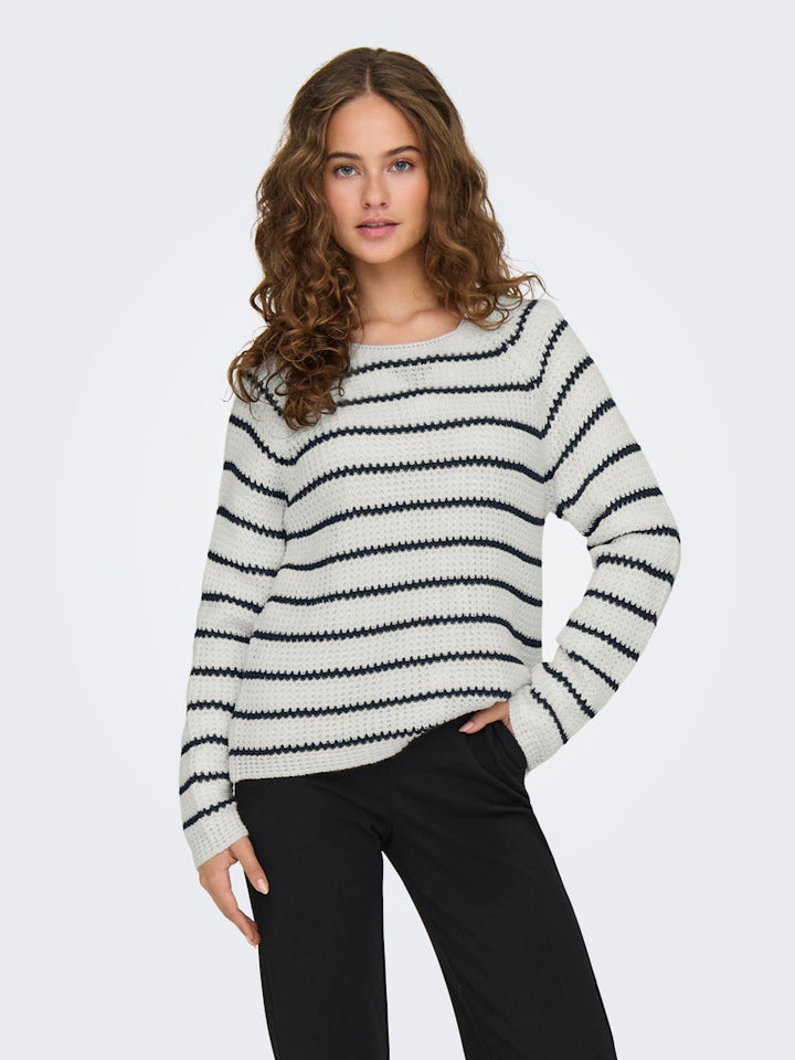 Jdyellen L/s Oneck Raglan Pullover Knt - Wit Dessin