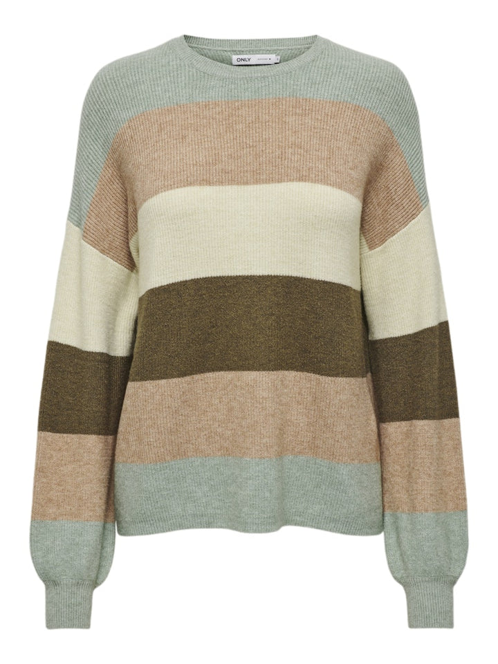 Onlatia L/s Stripe Pullover Knt Noos - Groen Dessin
