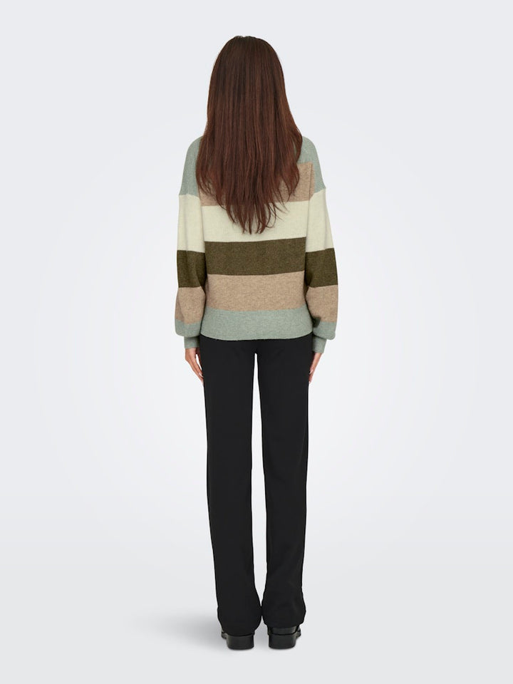 Onlatia L/s Stripe Pullover Knt Noos - Groen Dessin