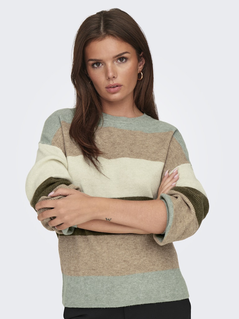 Onlatia L/s Stripe Pullover Knt Noos - Groen Dessin