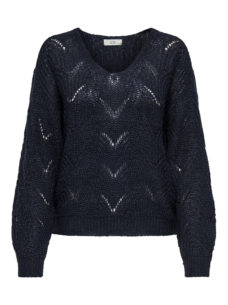Jdybadut L/s V-neck Struc Glitt Pull Knt - Blauw