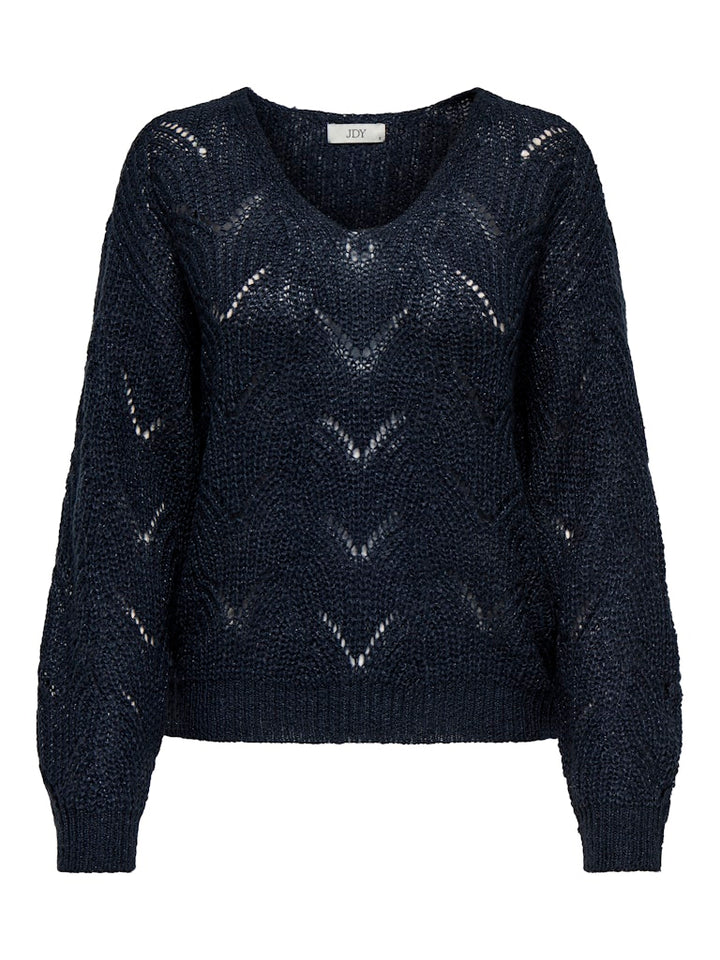 Jdybadut L/s V-neck Struc Glitt Pull Knt - Blauw