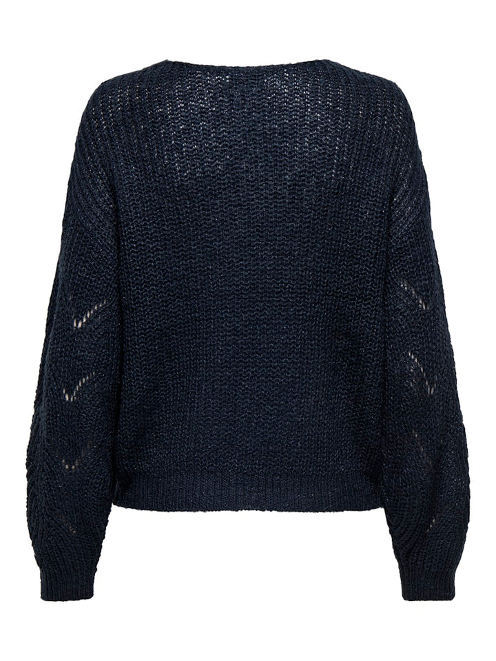 Jdybadut L/s V-neck Struc Glitt Pull Knt - Blauw