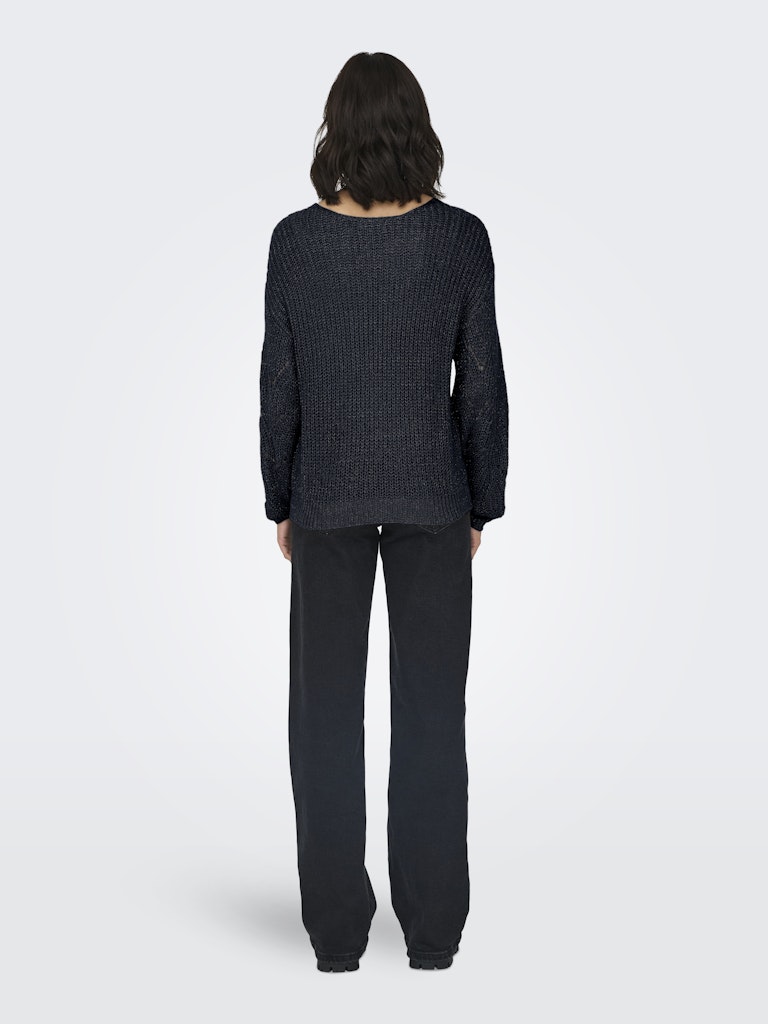 Jdybadut L/s V-neck Struc Glitt Pull Knt - Blauw