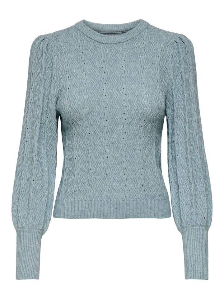 Onlkatia Ls Struc Puff Oneck Cc Knt - Lichtblauw