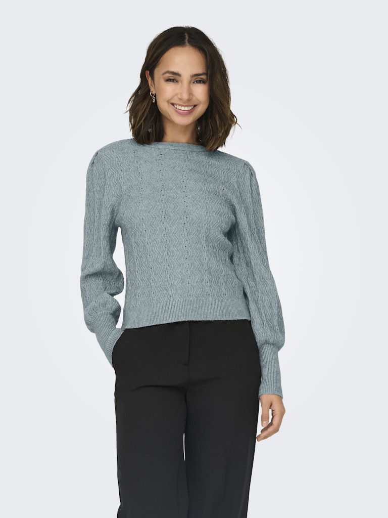Onlkatia Ls Struc Puff Oneck Cc Knt - Lichtblauw
