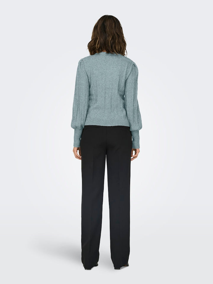 Onlkatia Ls Struc Puff Oneck Cc Knt - Lichtblauw