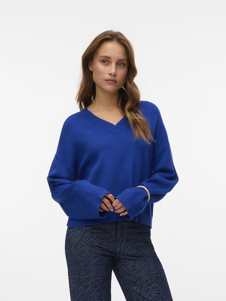Vmgold Art Ls V-neck Pullover - Kobalt