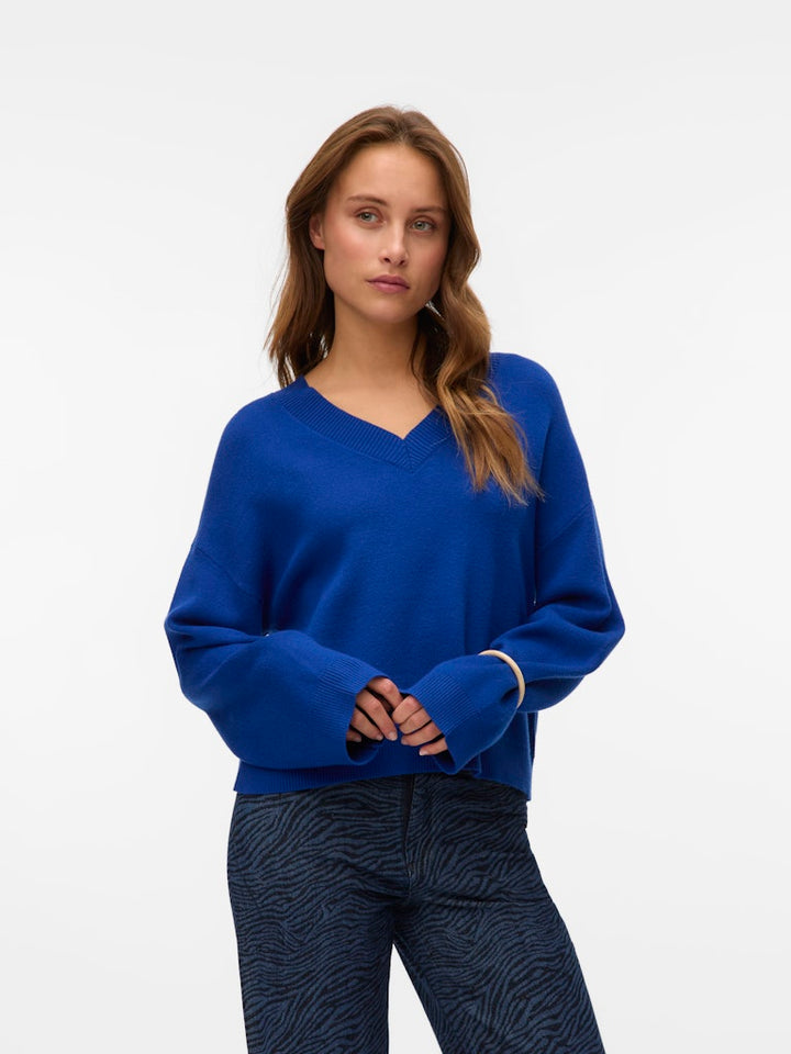 Vmgold Art Ls V-neck Pullover - Kobalt