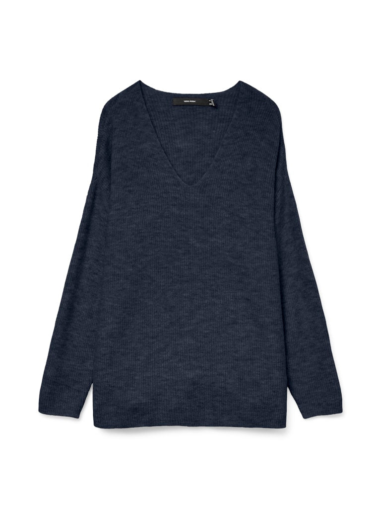 Vmcrewlefile Ls V-neck Blouse Noos - Navy